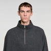 L Fleece Zipped standing collar sweatshirt Dark Grey