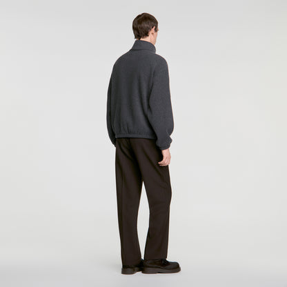 L Fleece Zipped standing collar sweatshirt Dark Grey
