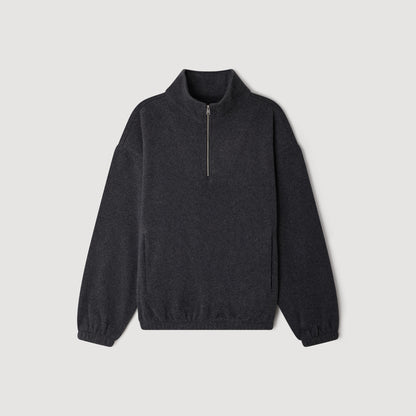 L Fleece Zipped standing collar sweatshirt Dark Grey