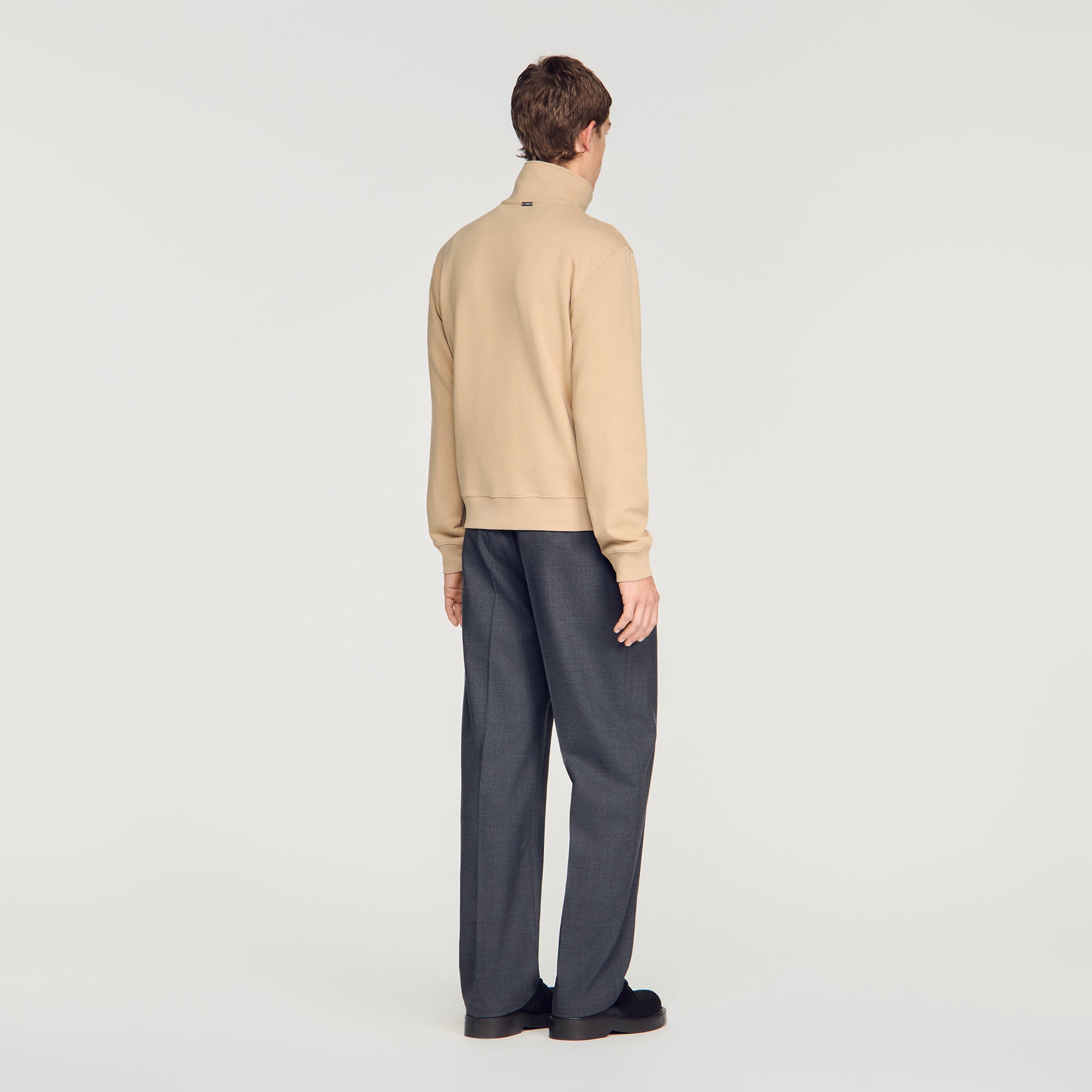 Half Zip Sweater Cotton Sweatshirt Cappucino