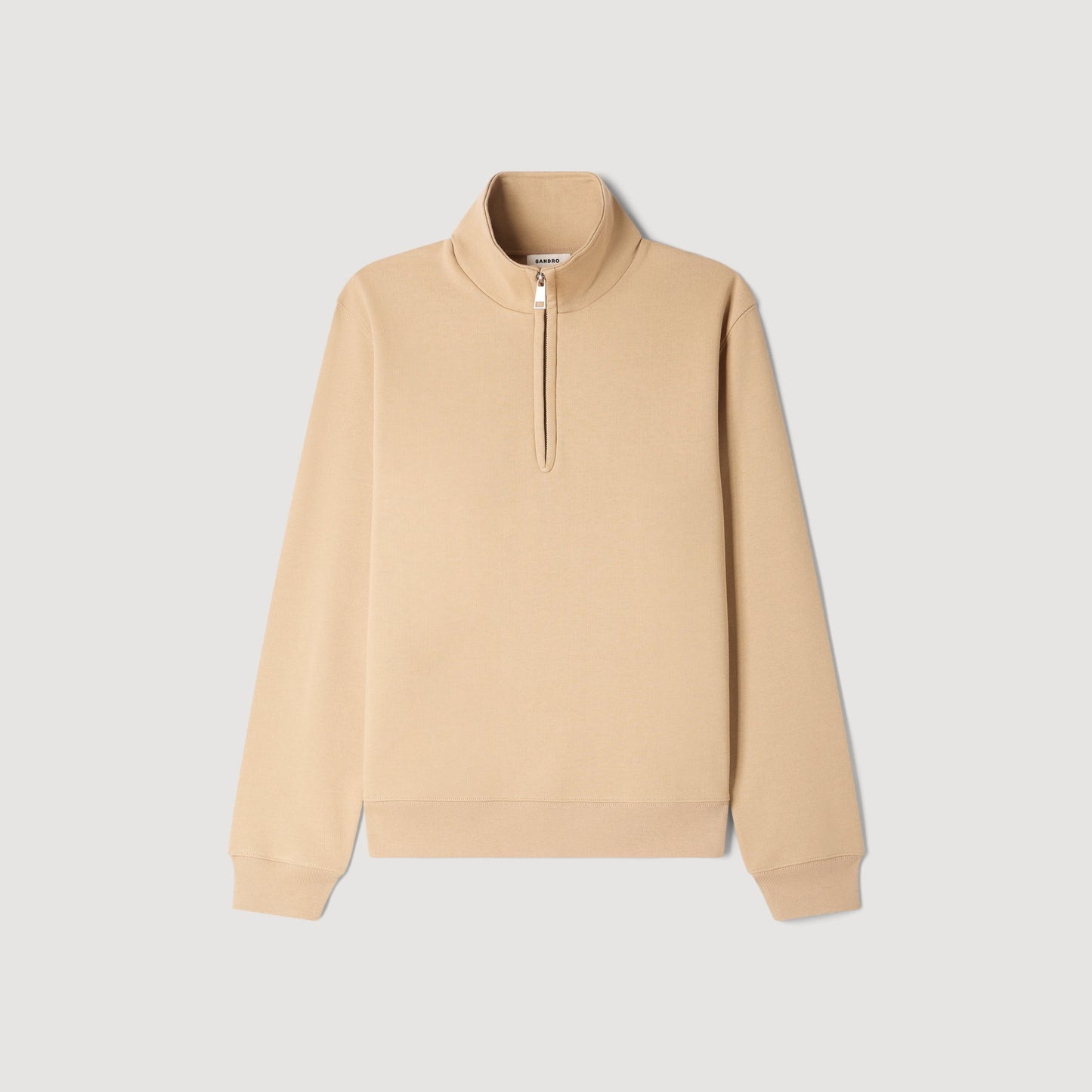Half Zip Sweater Cotton Sweatshirt Cappucino
