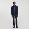 Zipped Cardigan With Hood Navy Blue