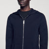 Zipped Cardigan With Hood Navy Blue