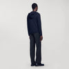 Zipped Cardigan With Hood Navy Blue