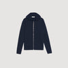 Zipped Cardigan With Hood Navy Blue