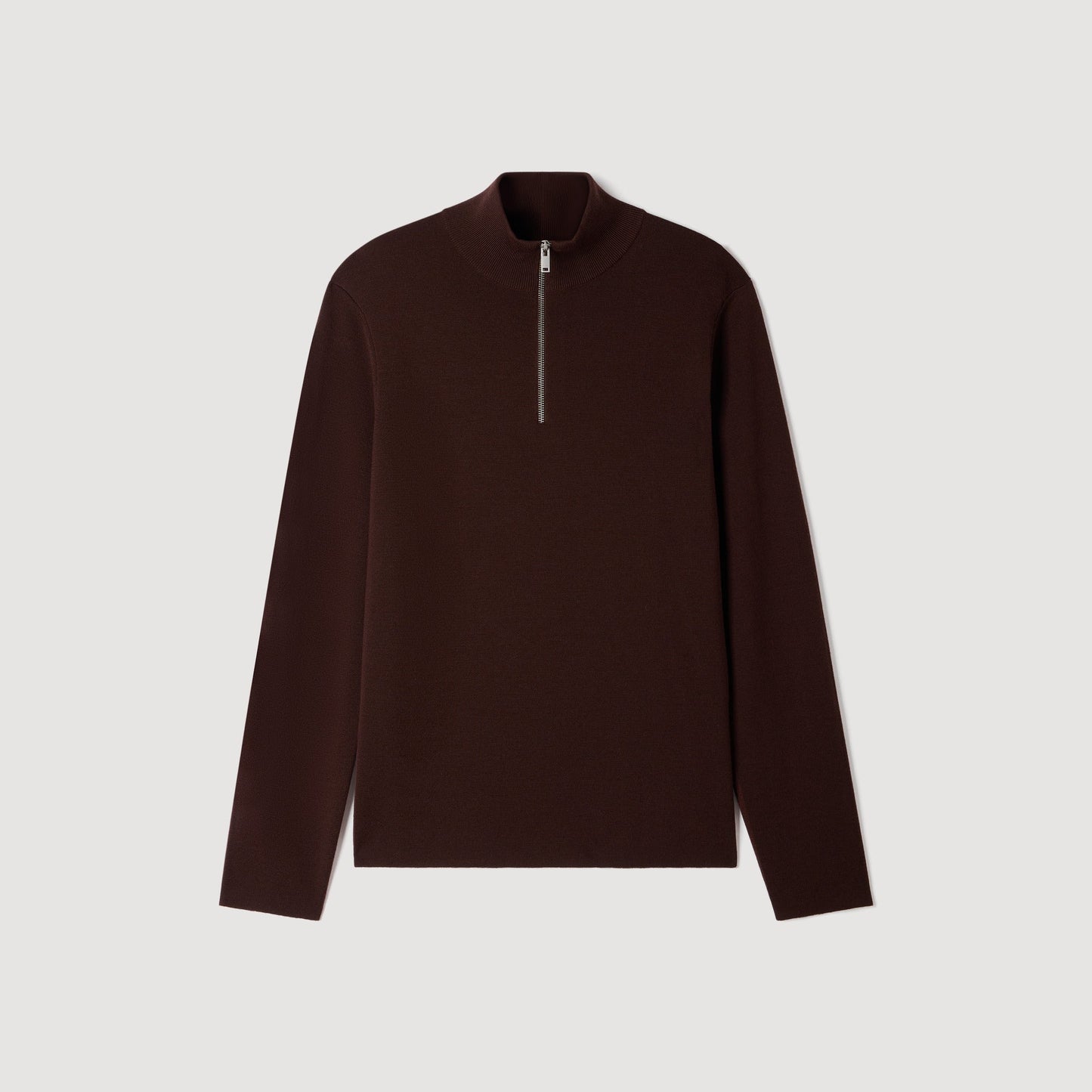 Zip Sweater Wool jumper with zip collar Chocolate