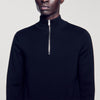 Zip Sweater Wool Sweater With Zipped Collar Carbon Black