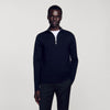 Zip Sweater Wool Sweater With Zipped Collar Carbon Black