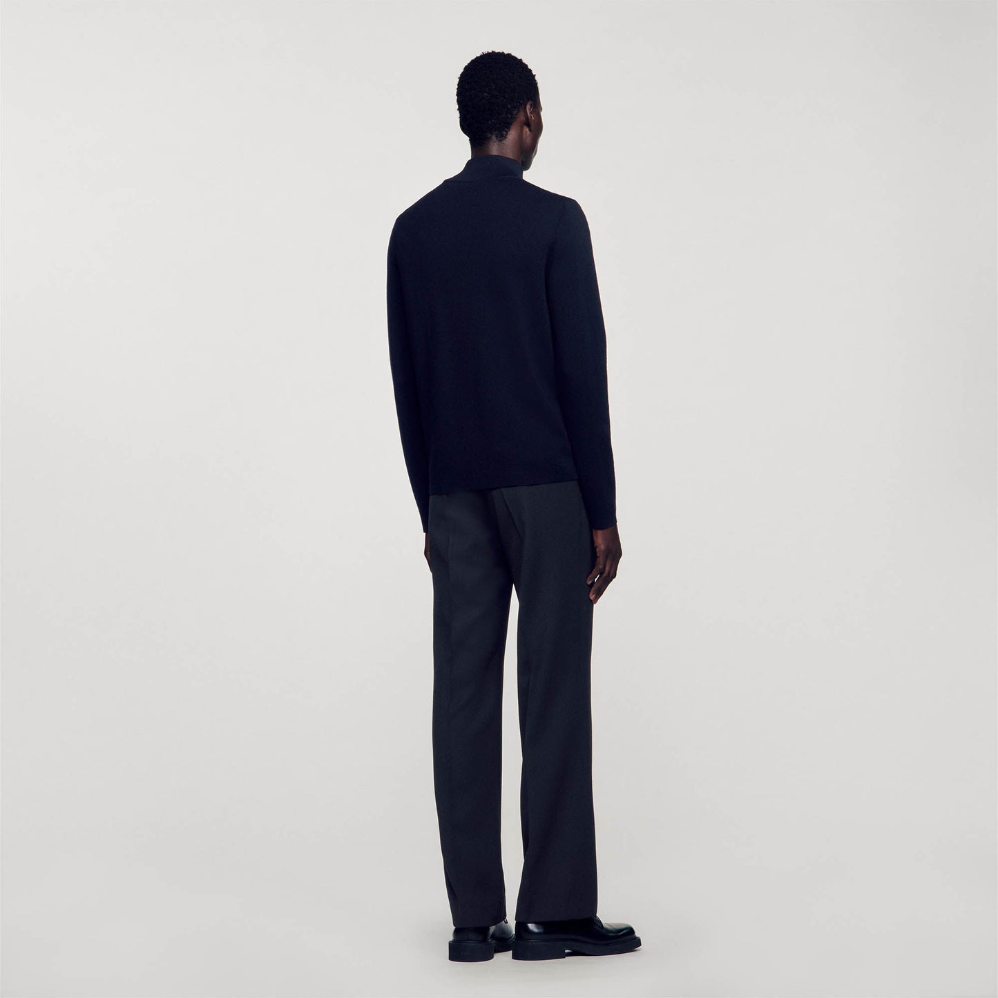 Zip Sweater Wool Sweater With Zipped Collar Carbon Black