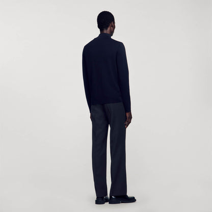Zip Sweater Wool Sweater With Zipped Collar Carbon Black