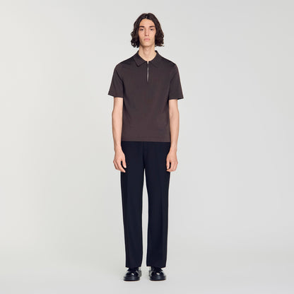 Pablo Zip Zip-up knit polo shirt Chocolate