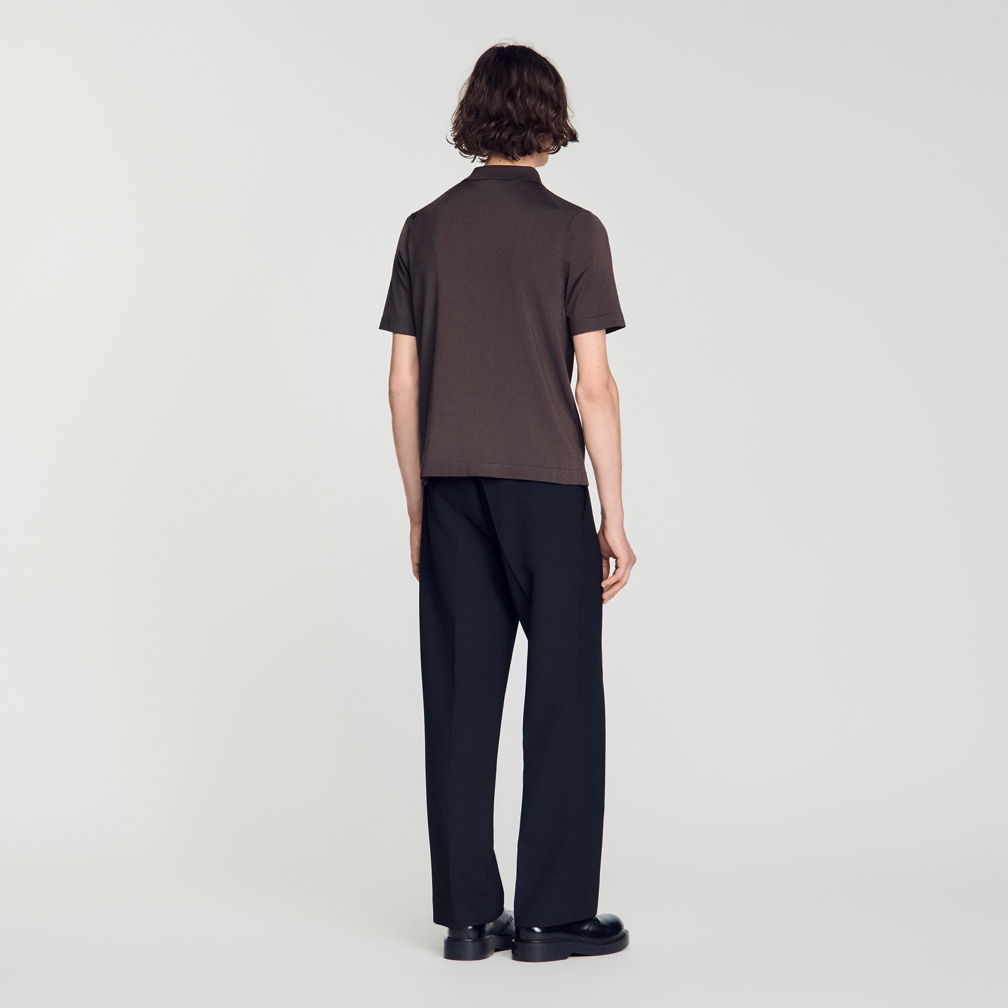 Pablo Zip Zip-up knit polo shirt Chocolate