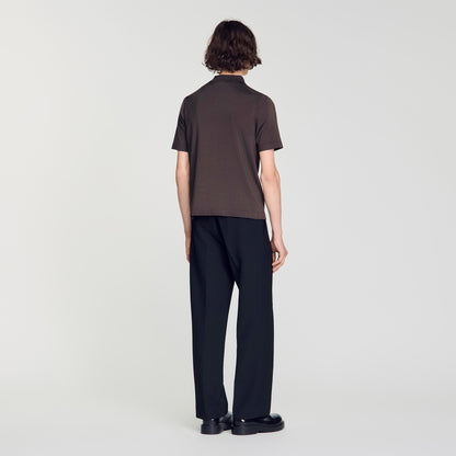Pablo Zip Zip-up knit polo shirt Chocolate