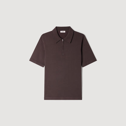 Pablo Zip Zip-up knit polo shirt Chocolate