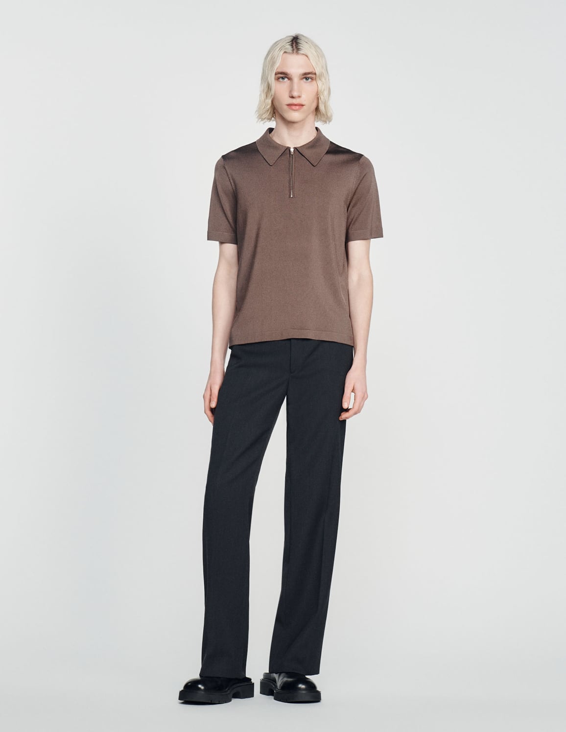 Knitted Polo Shirt Taupe