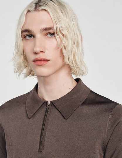 Knitted Polo Shirt Taupe