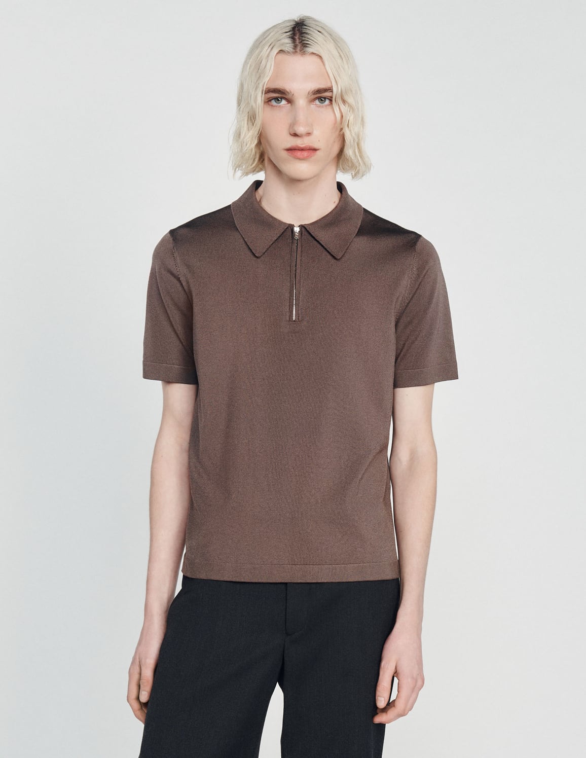 Knitted Polo Shirt Taupe