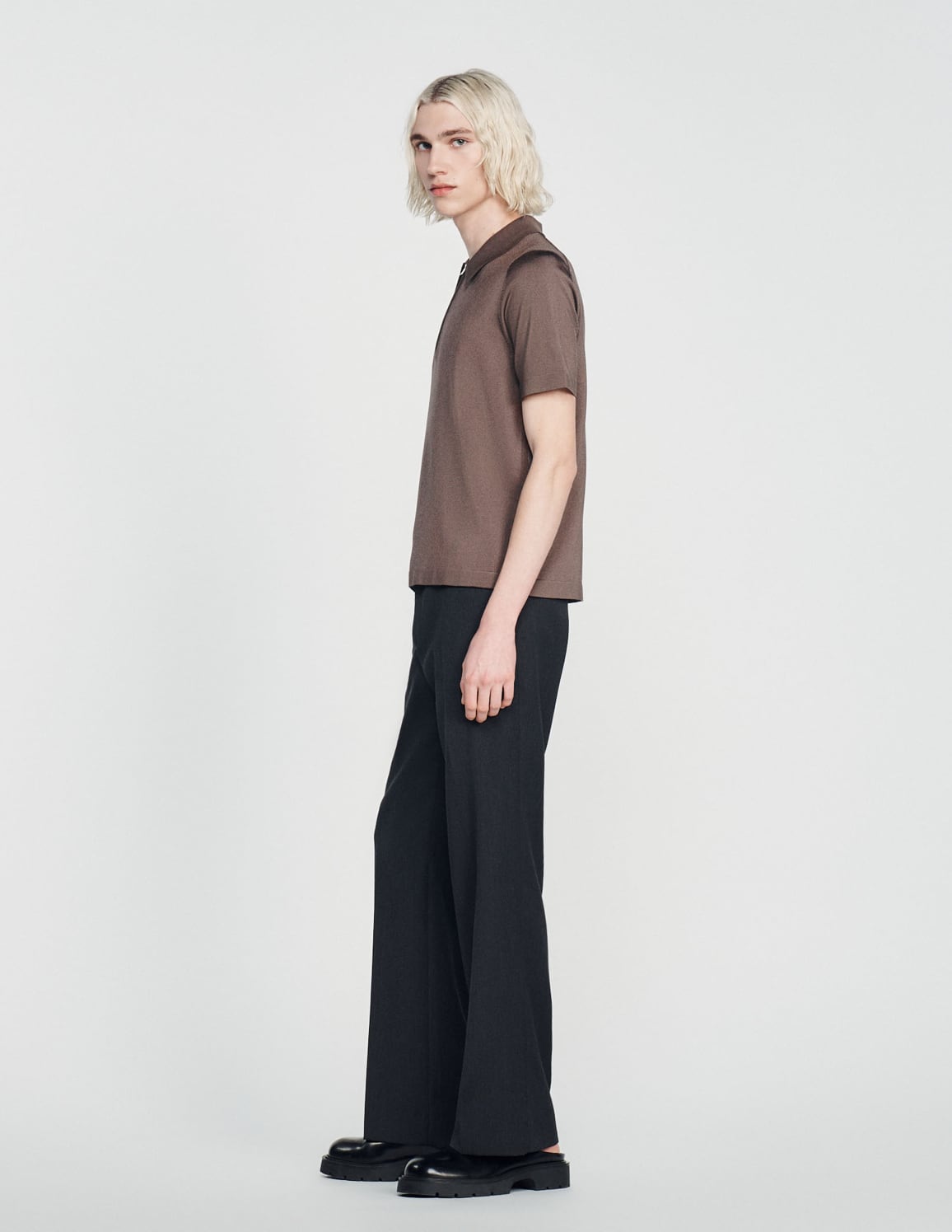 Knitted Polo Shirt Taupe