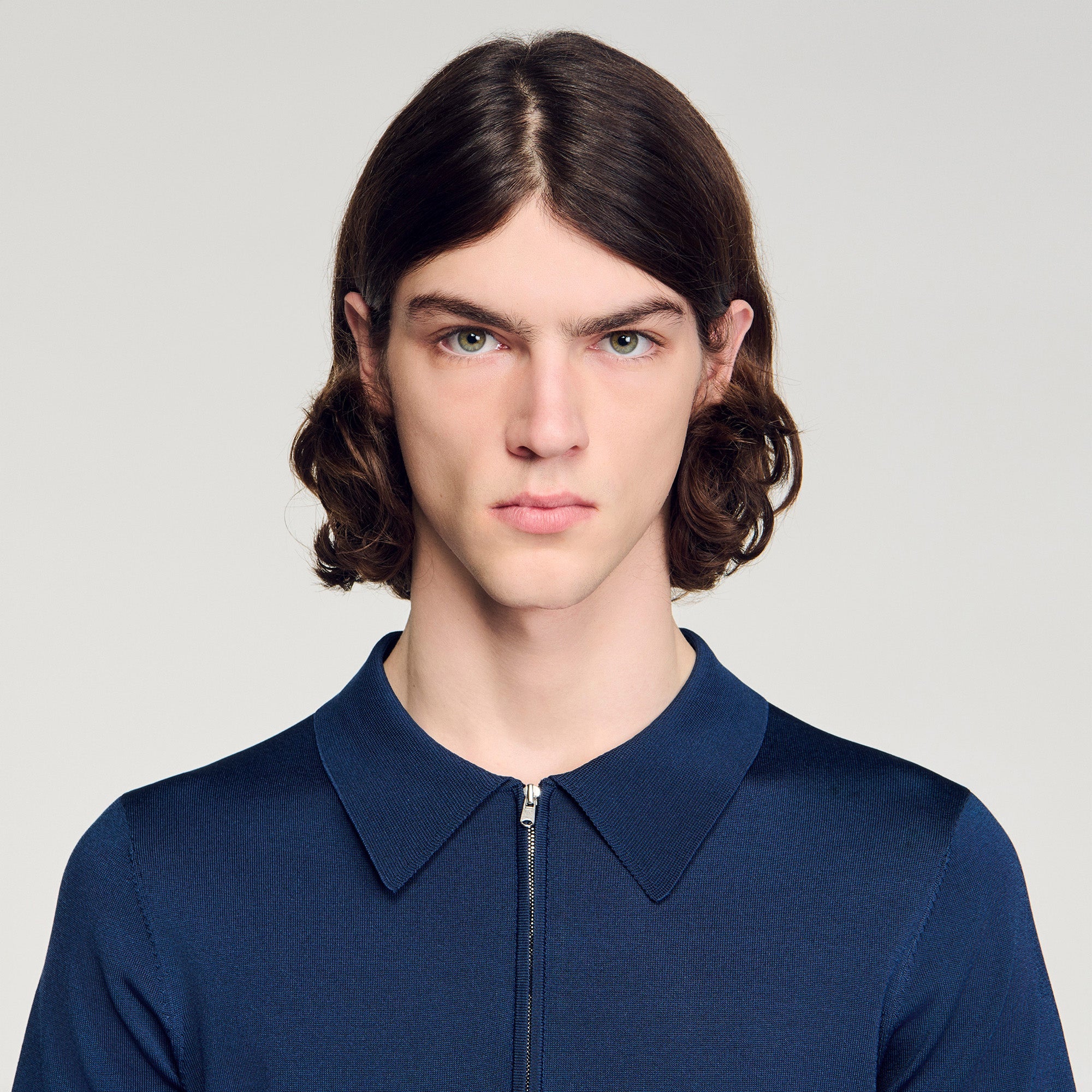 Pablo Zip Knitted Polo Shirt With Zip Collar Royal Blue