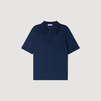 Pablo Zip Knitted Polo Shirt With Zip Collar Royal Blue