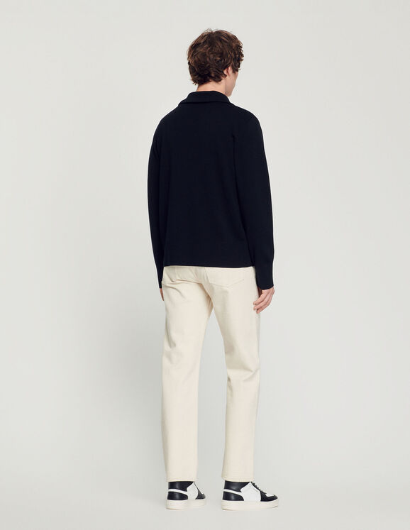 Trucker Cardigan Zip-Up Wool Cardigan Black