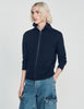 Trucker Cardigan Zip-Up Wool Cardigan Navy Blue