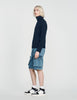 Trucker Cardigan Zip-Up Wool Cardigan Navy Blue