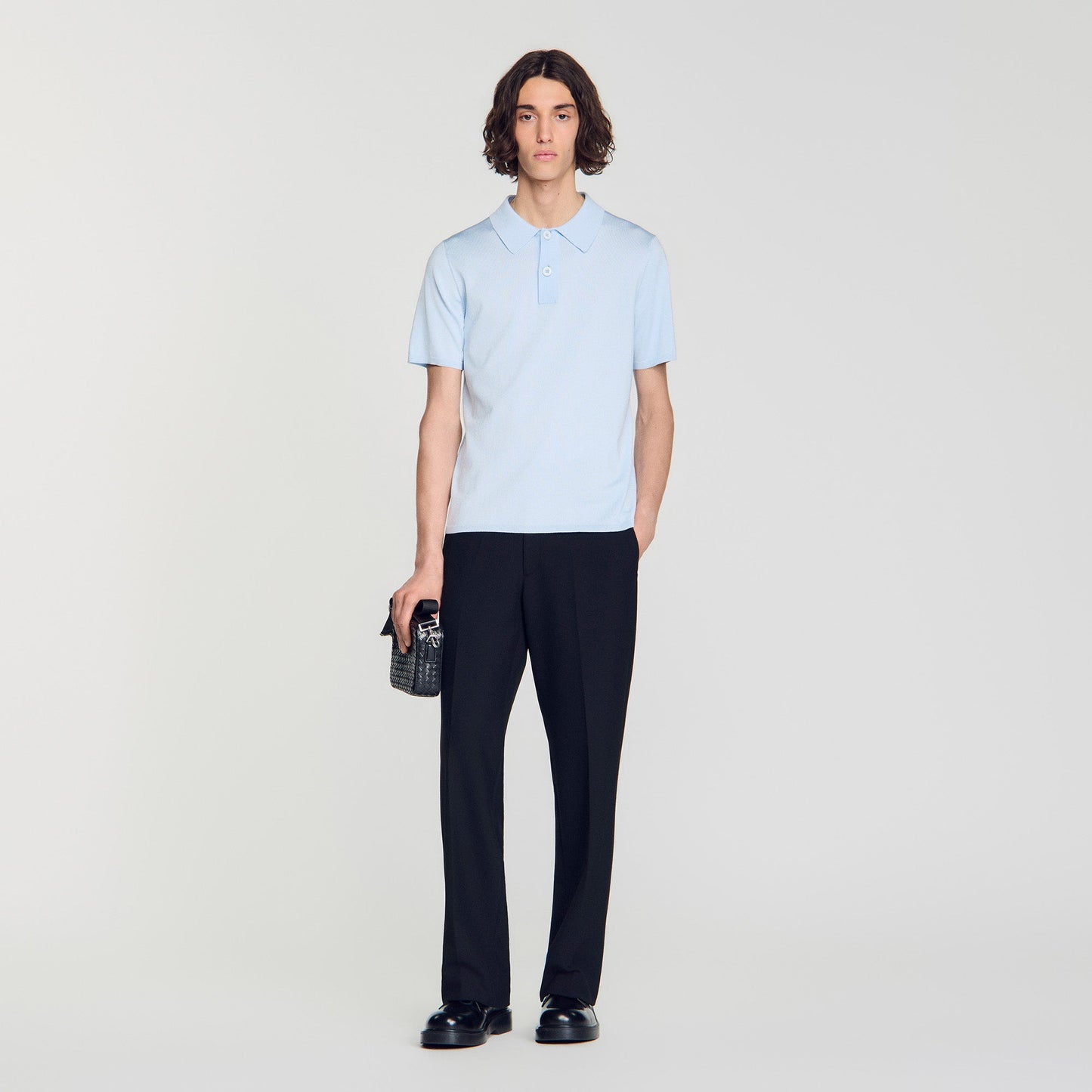 Pablo Short-sleeve knitted polo shirt Blue Sky
