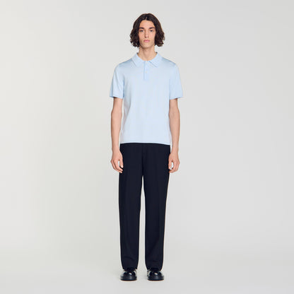 Pablo Short-sleeve knitted polo shirt Blue Sky