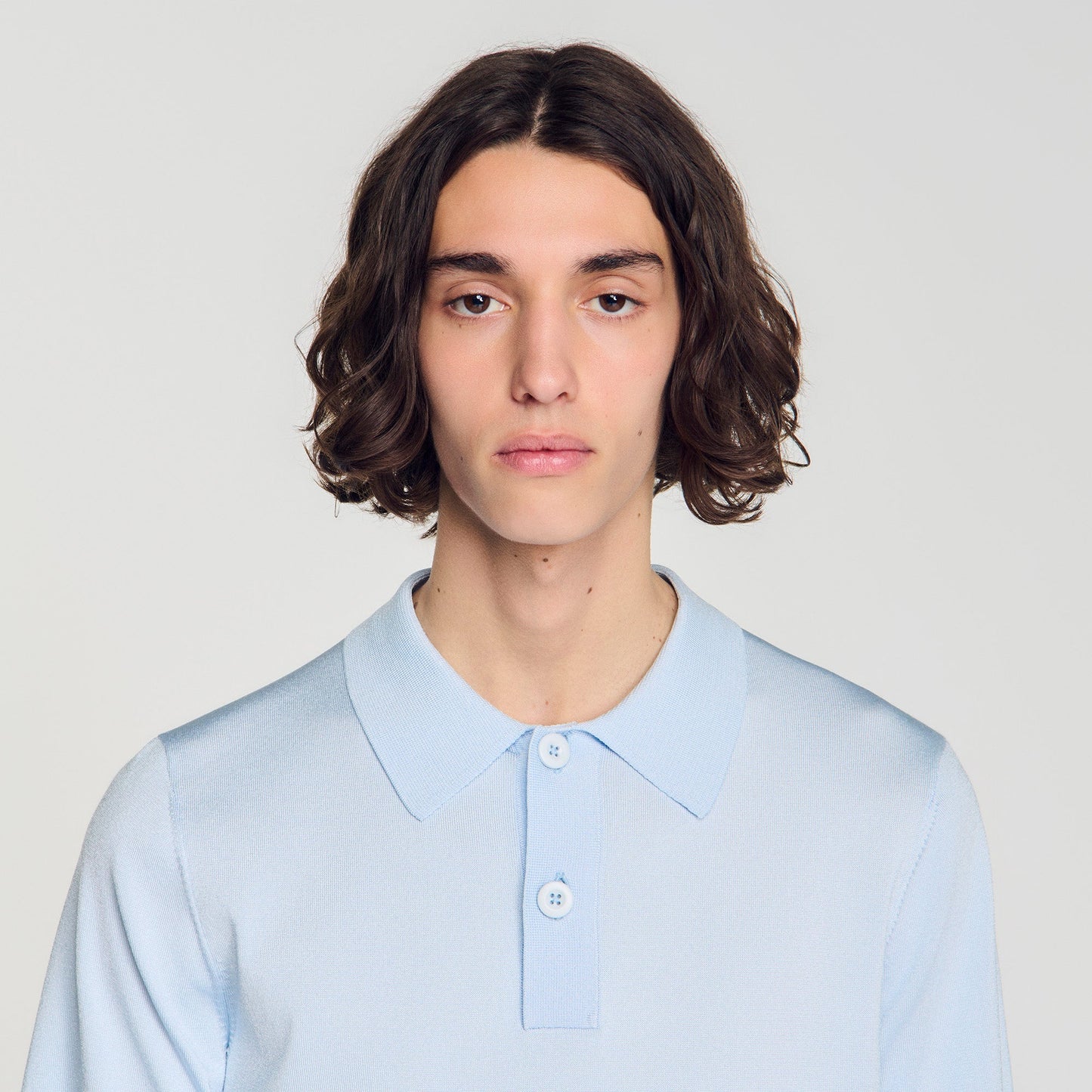 Pablo Short-sleeve knitted polo shirt Blue Sky