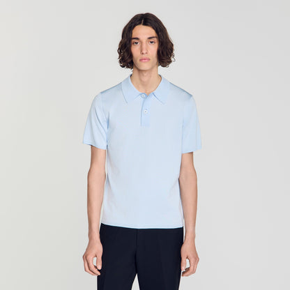 Pablo Short-sleeve knitted polo shirt Blue Sky