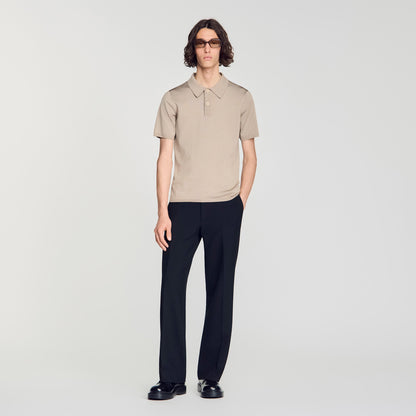 Pablo Short-sleeve knitted polo shirt Light Taupe