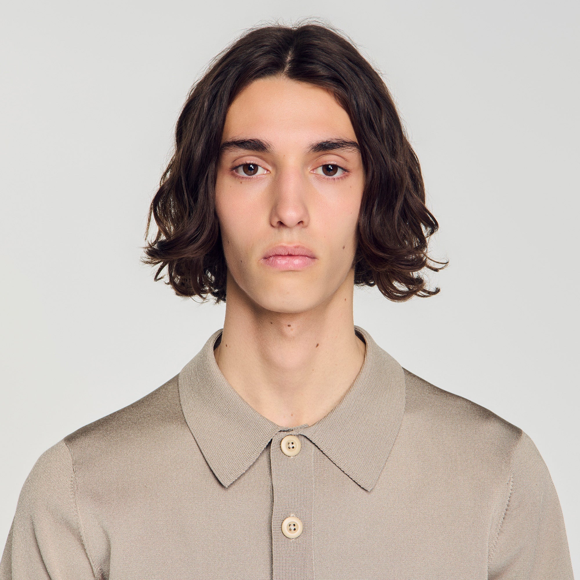 Pablo Short-sleeve knitted polo shirt Light Taupe