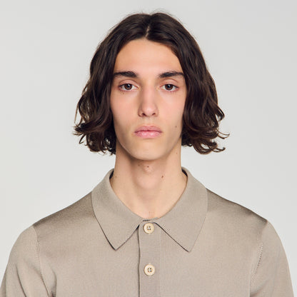 Pablo Short-sleeve knitted polo shirt Light Taupe