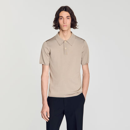 Pablo Short-sleeve knitted polo shirt Light Taupe
