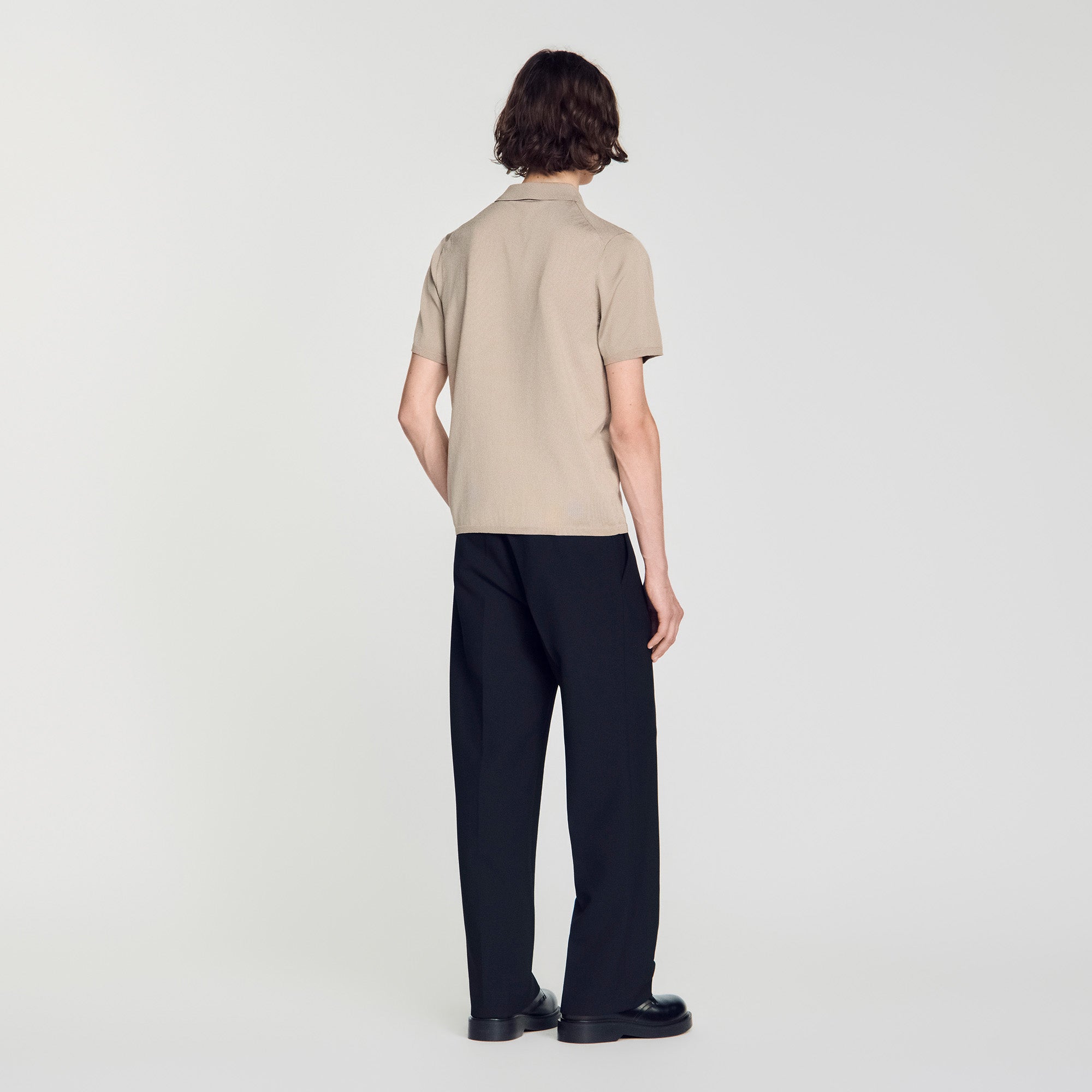 Pablo Short-sleeve knitted polo shirt Light Taupe