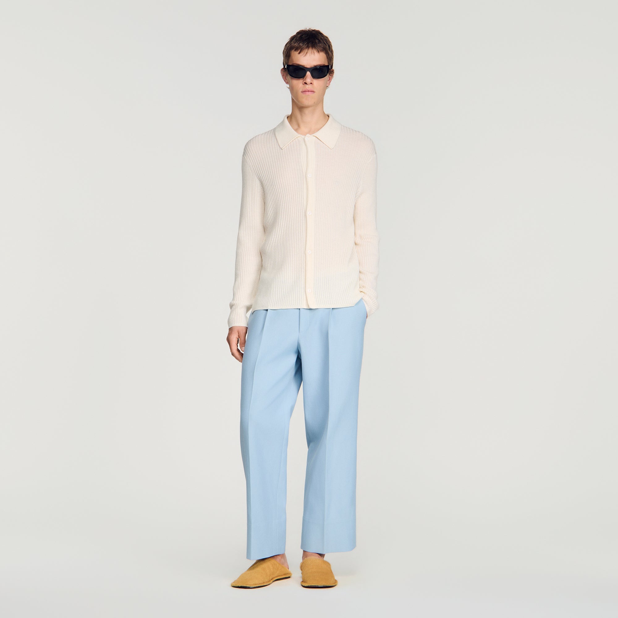 Cardigan Adam Rib Knit Shirt Ecru