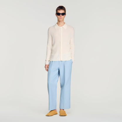Cardigan Adam Rib Knit Shirt Ecru