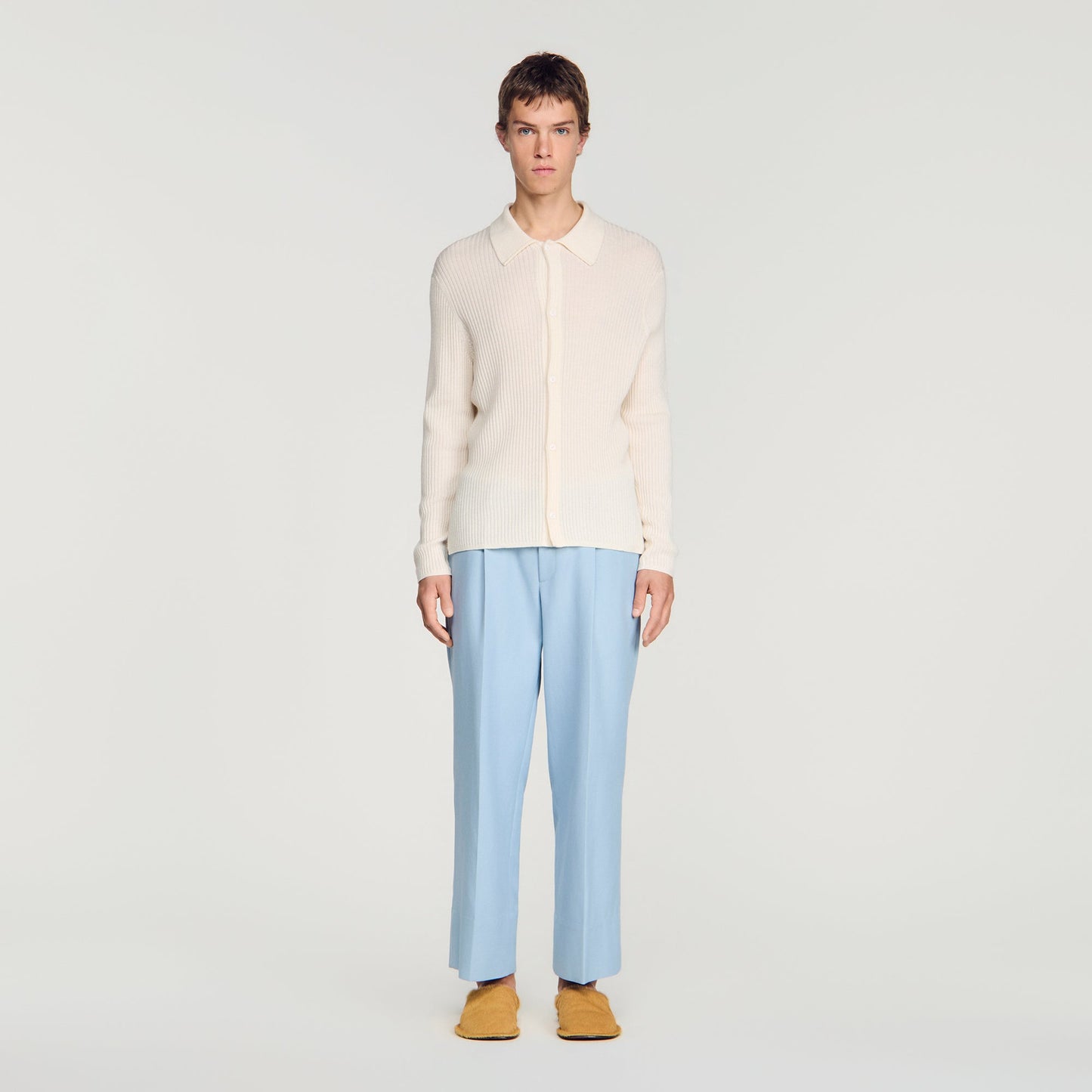 Cardigan Adam Rib Knit Shirt Ecru