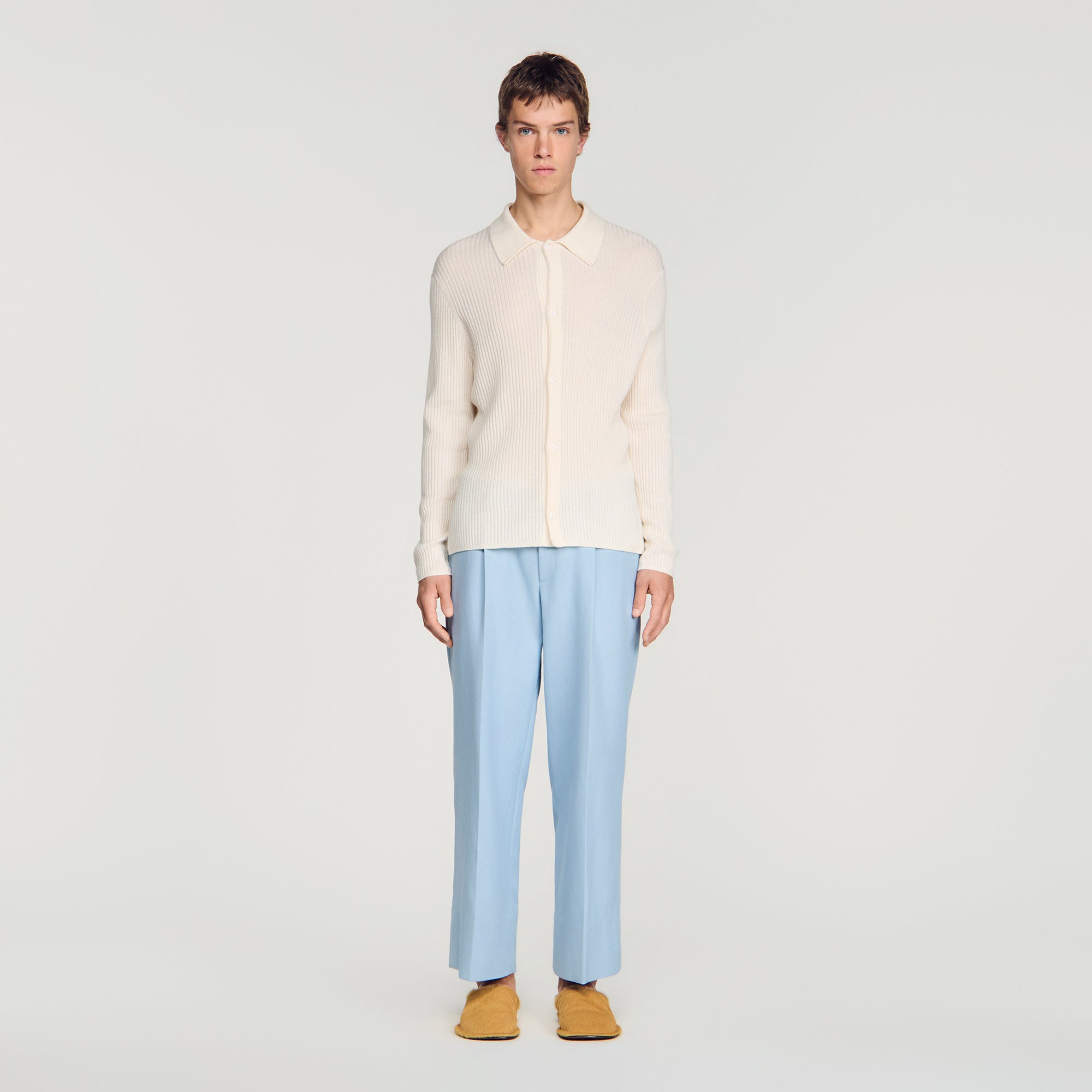 Cardigan Adam Rib Knit Shirt Ecru