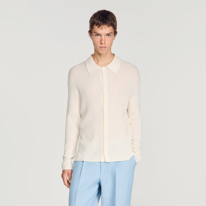 Cardigan Adam Rib Knit Shirt Ecru
