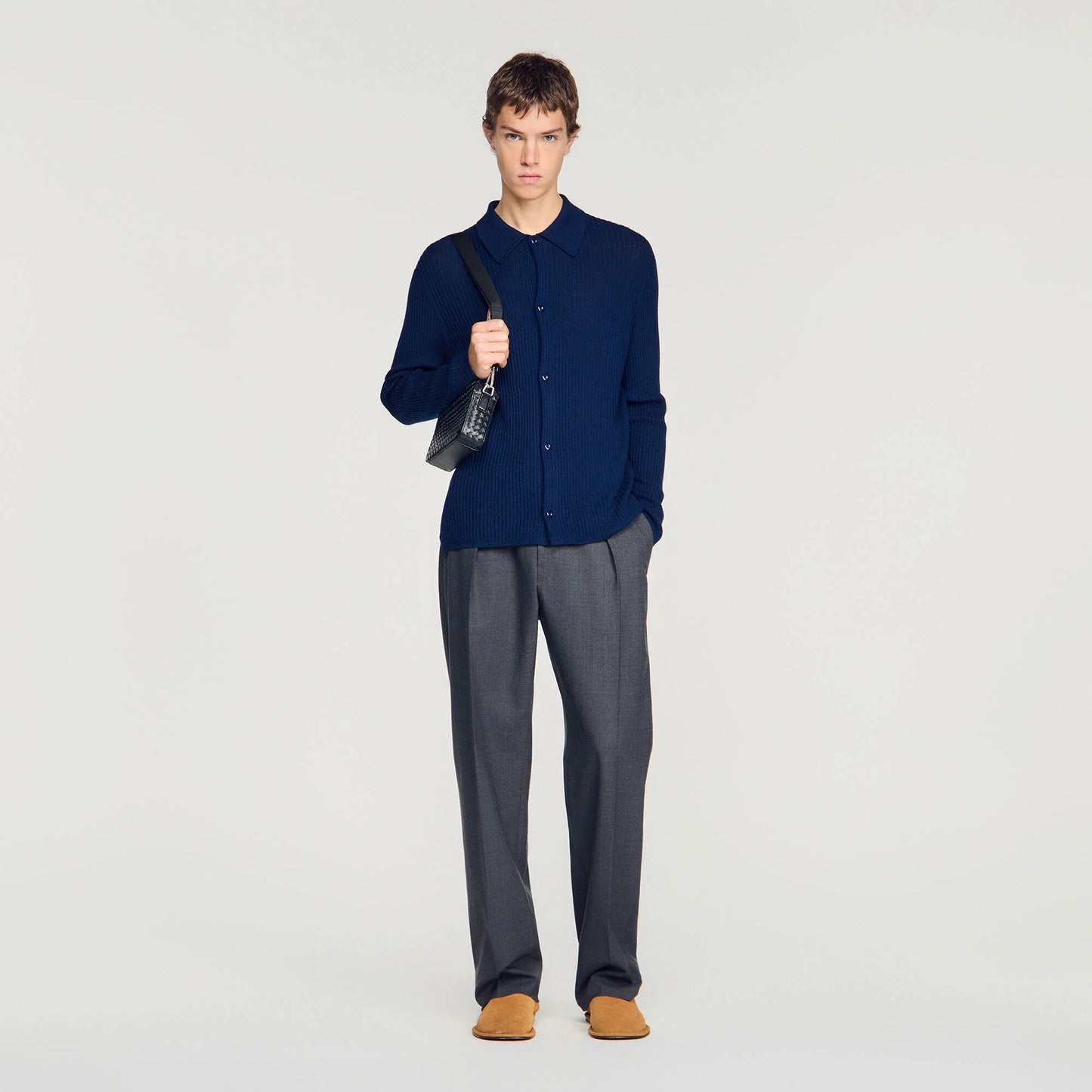Cardigan Adam Rib Knit Shirt Royal Blue