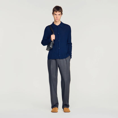 Cardigan Adam Rib Knit Shirt Royal Blue