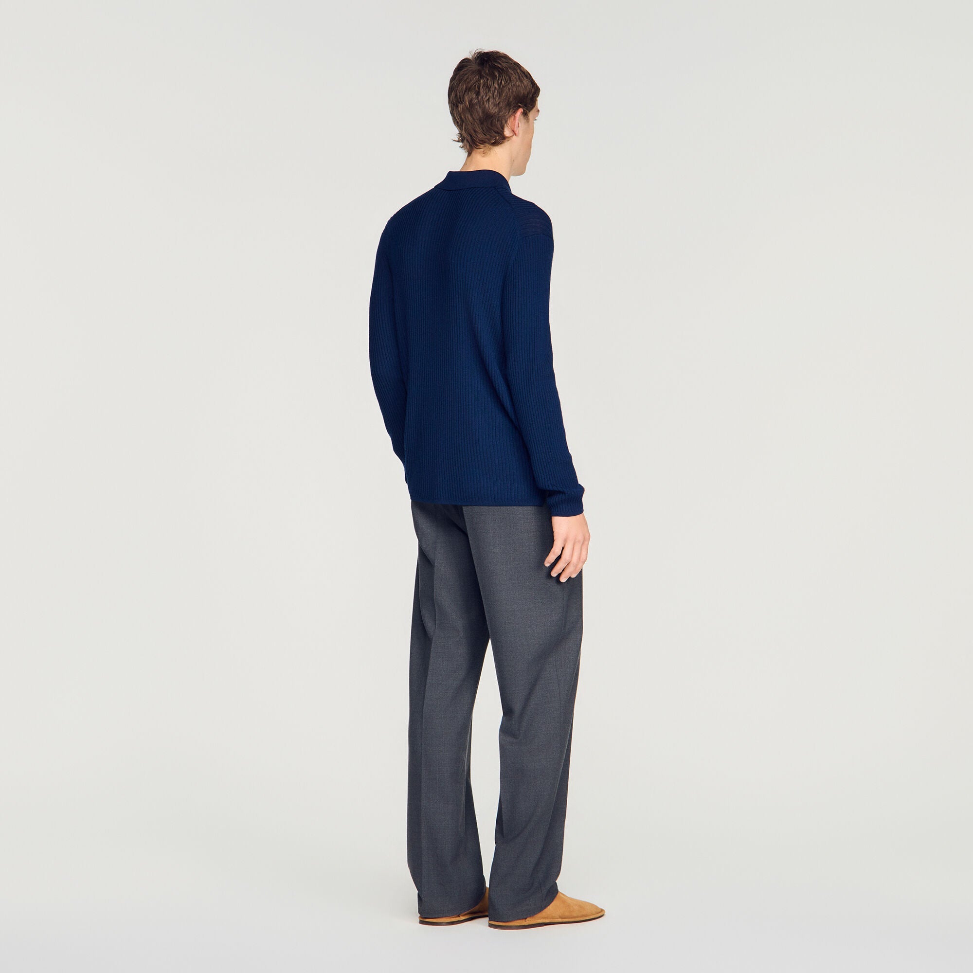 Cardigan Adam Rib Knit Shirt Royal Blue