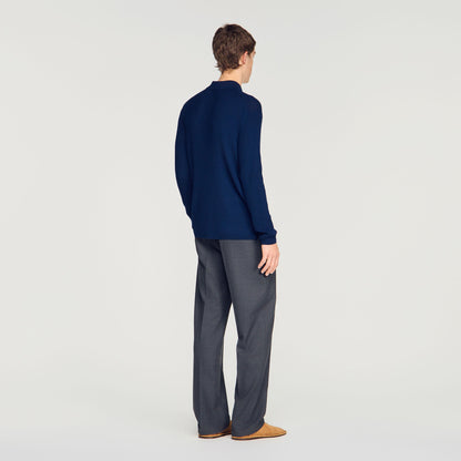 Cardigan Adam Rib Knit Shirt Royal Blue