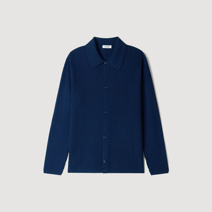 Cardigan Adam Rib Knit Shirt Royal Blue