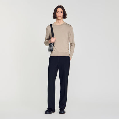 Pablo Crewneck Fine Knit Jumper Light Taupe