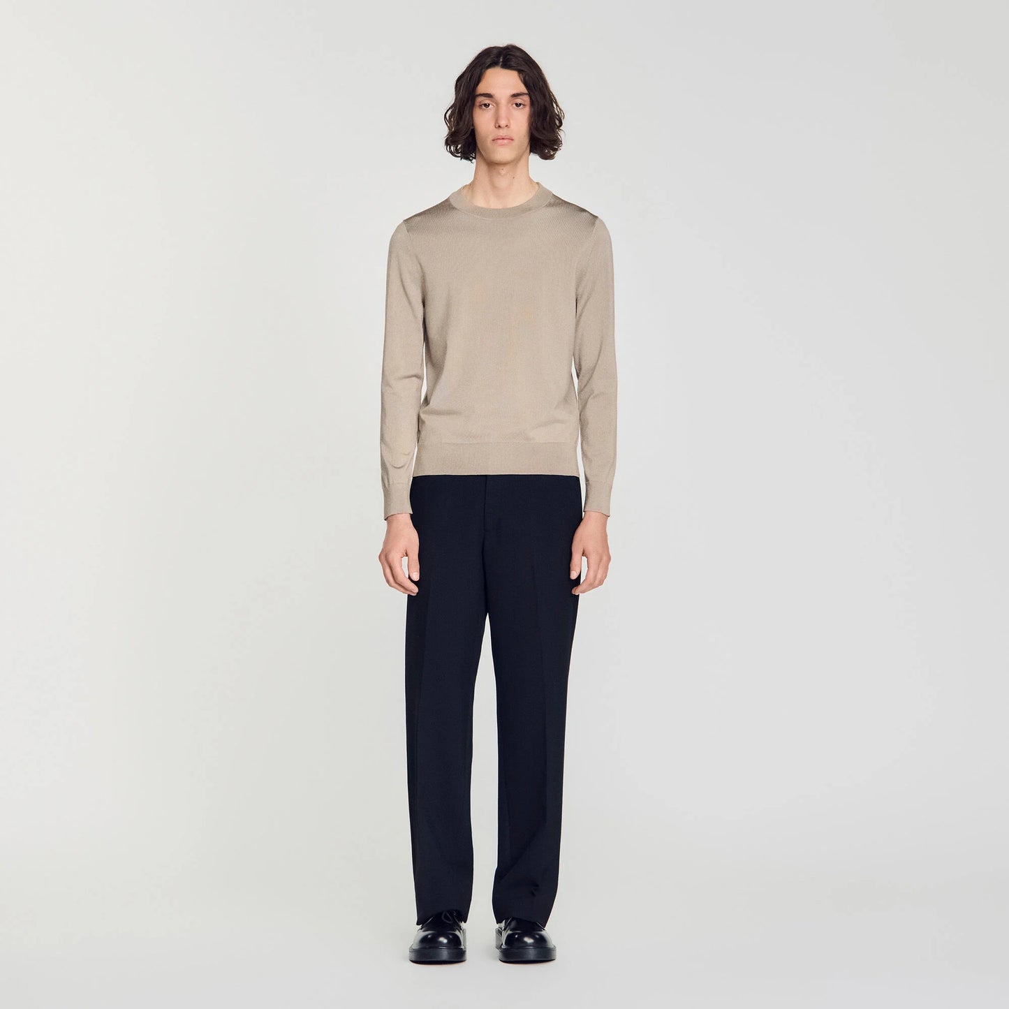 Pablo Crewneck Fine Knit Jumper Light Taupe