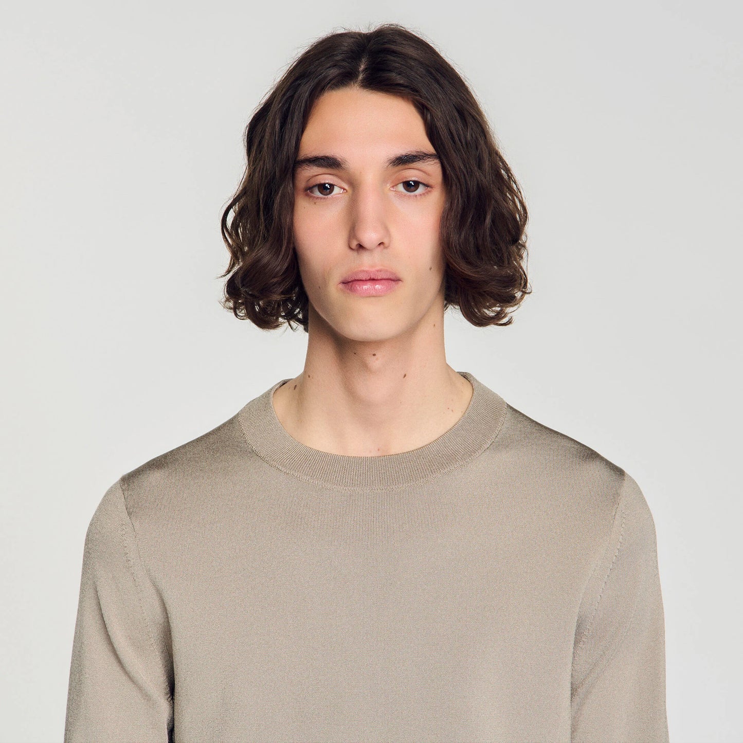 Pablo Crewneck Fine Knit Jumper Light Taupe