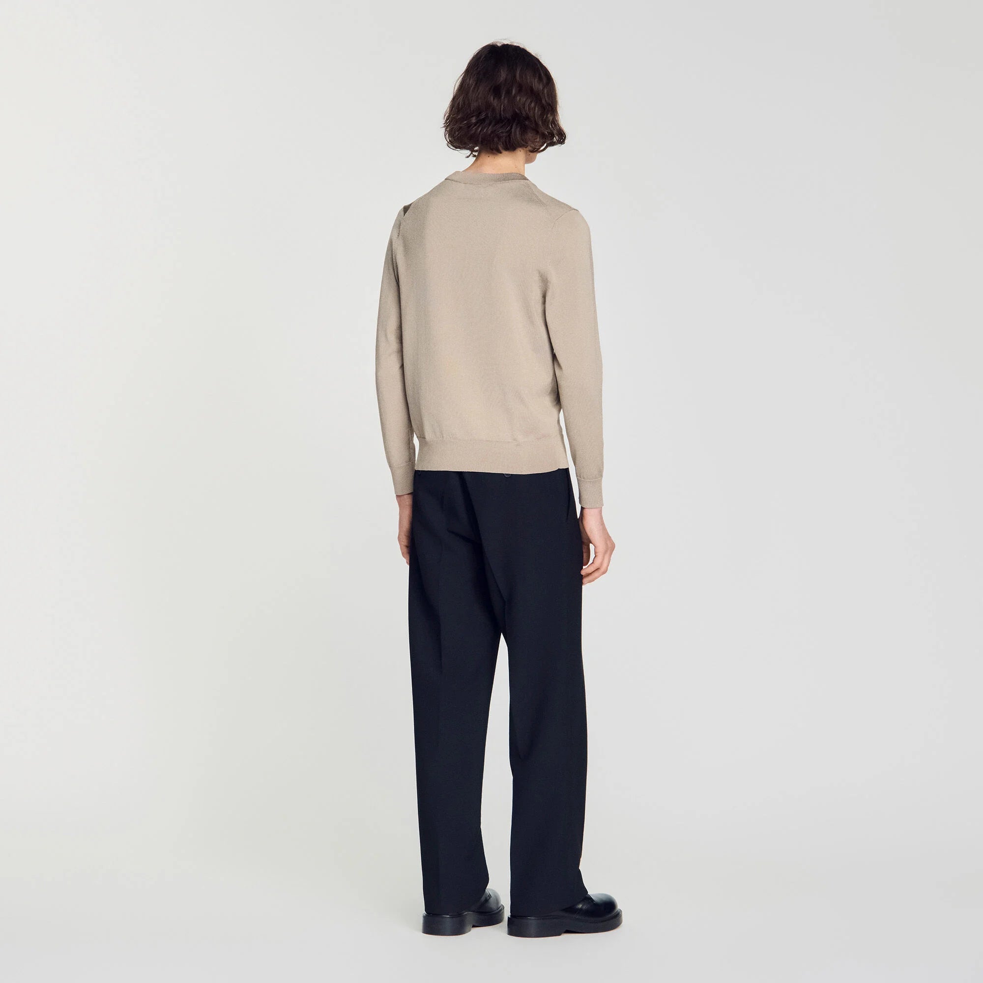 Pablo Crewneck Fine Knit Jumper Light Taupe